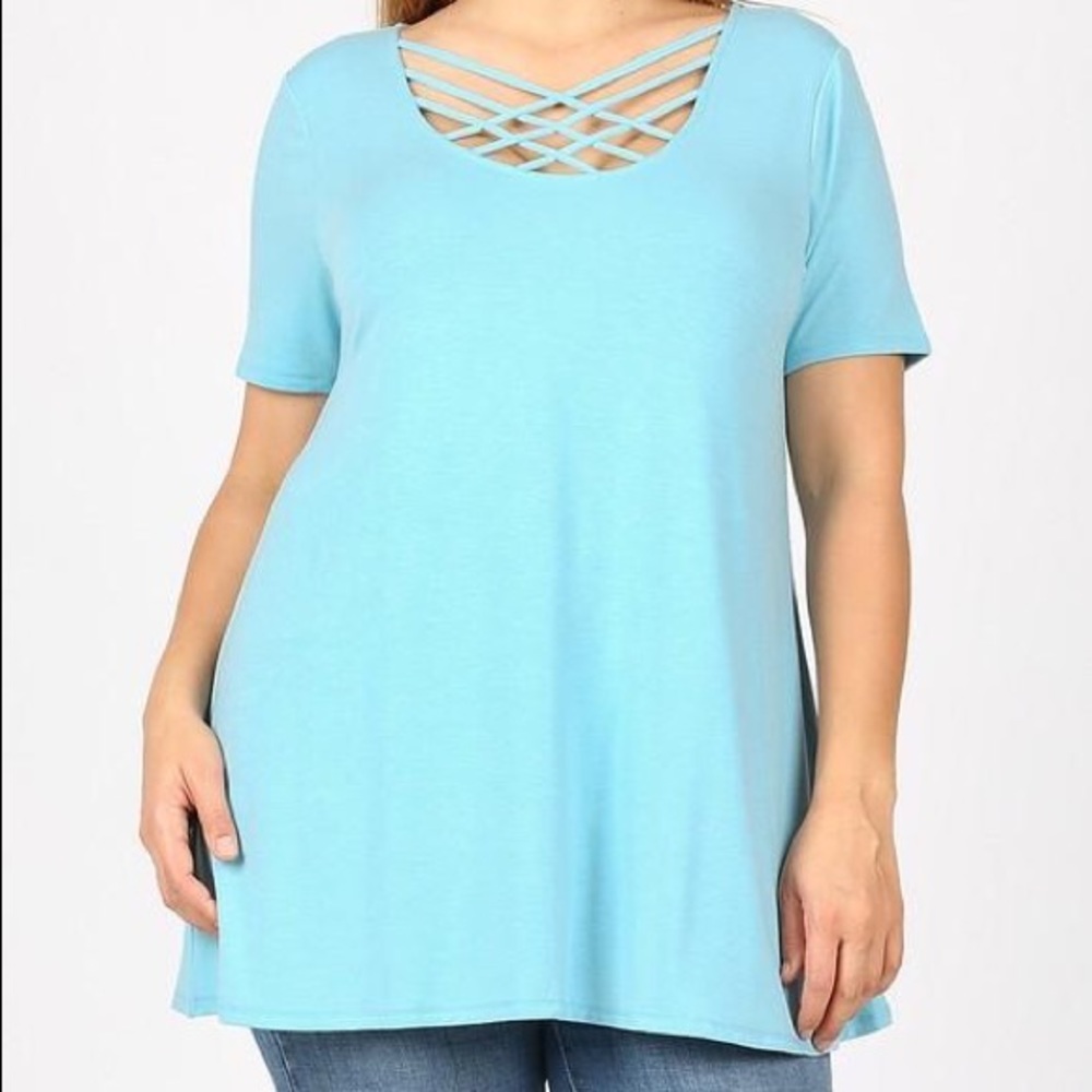 Zenana Triple Cross Top